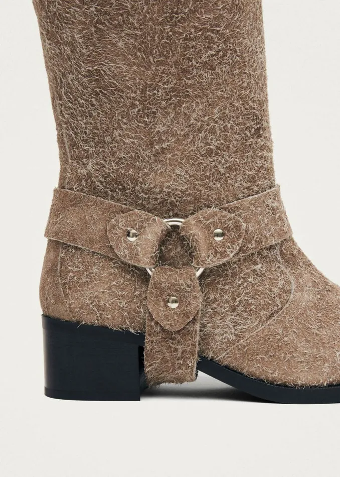 Boots Women ALOHAS Rocky Suede Fuzzy Beige
