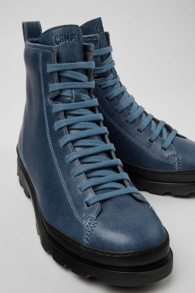Boots Women Camper Brutus Blue Leather Boots