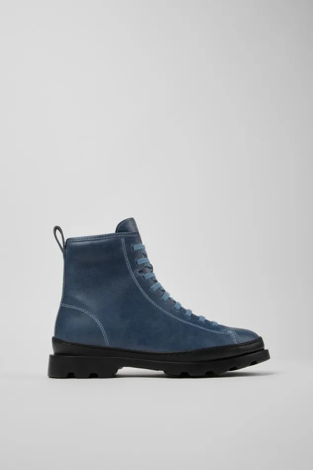 Boots Women Camper Brutus Blue Leather Boots Boots Women Camper Brutus Blue Leather Boots