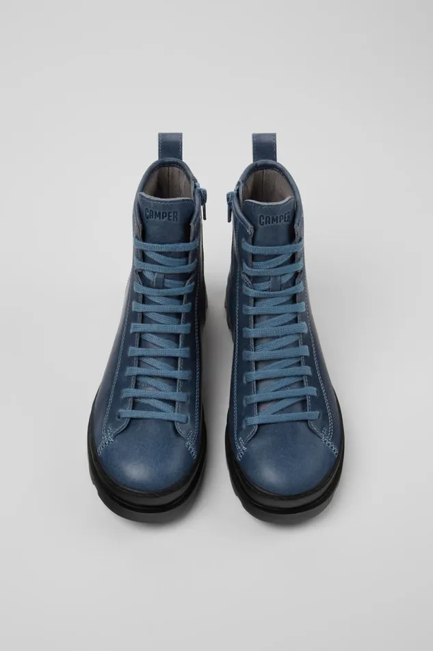 Boots Women Camper Brutus Blue Leather Boots Boots Women Camper Brutus Blue Leather Boots