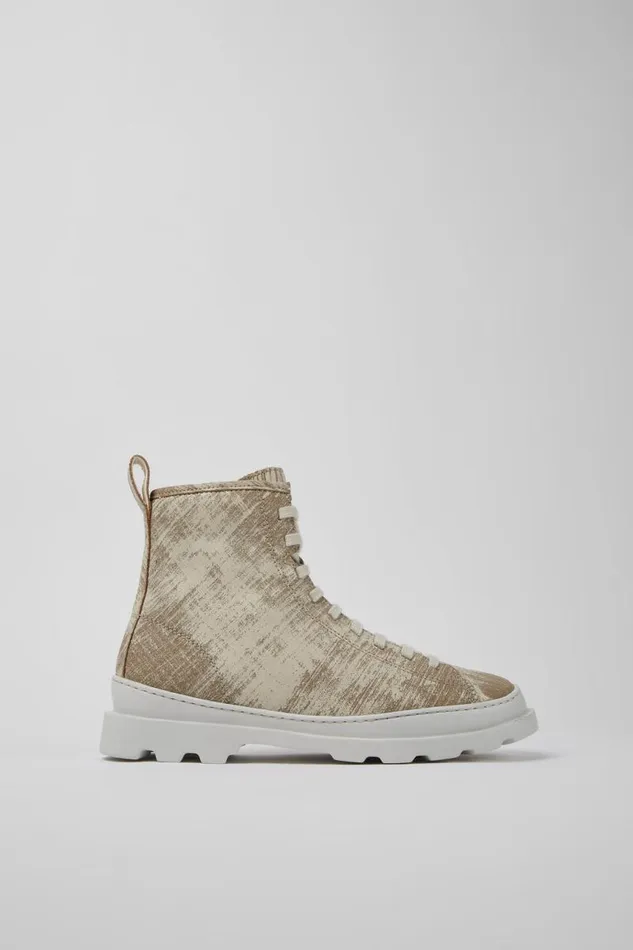 Boots Women Camper Brutus Whitebeige Brushed Nubuck Boots