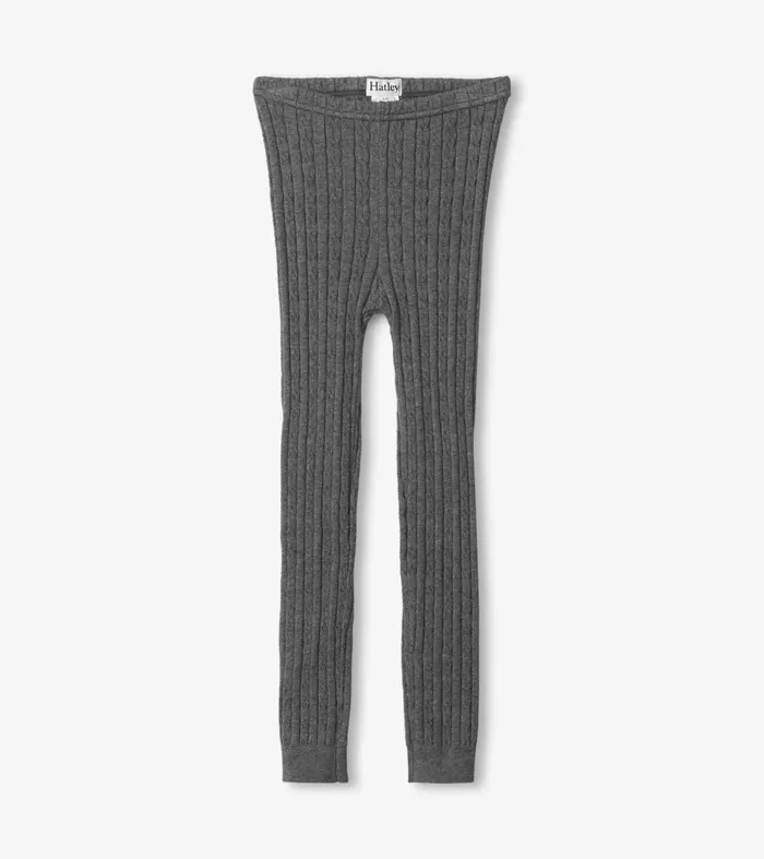 Bottoms Girls Hatley Girls Charcoal Cable Knit Tights