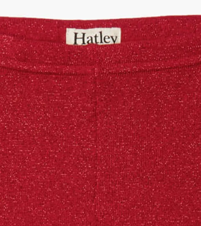 Bottoms Girls Hatley Girls Red Shimmer Knit Leggings