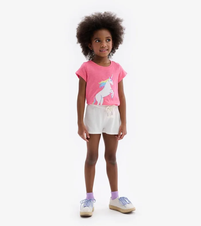 Bottoms Girls Hatley Girls White Adventure Shorts