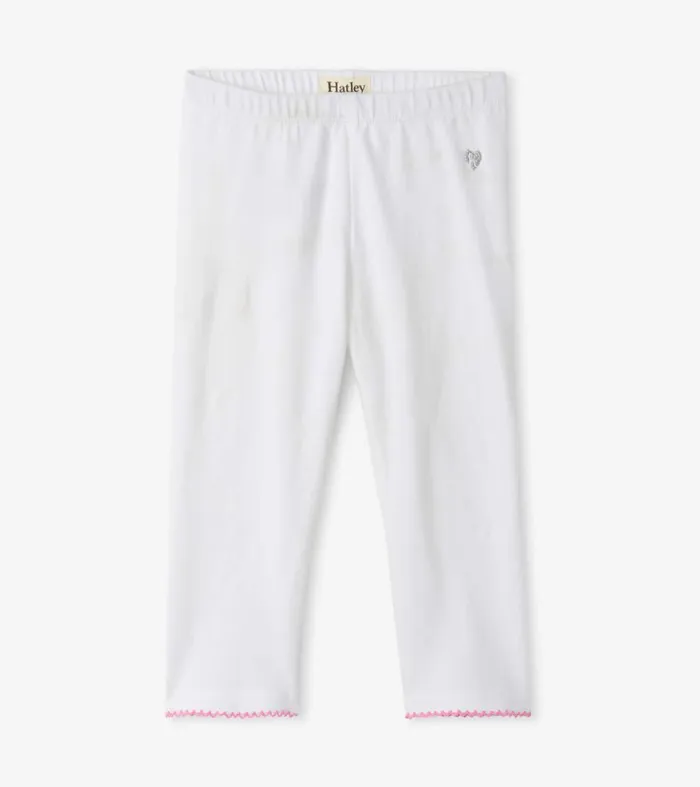 Bottoms Girls Hatley Girls White Summer Capri Leggings