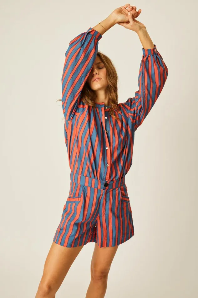 Bottoms Shop Natalie Martin CHRISTINE SHORT Batik Stripe Blood Orange