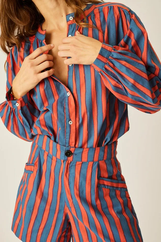 Bottoms Shop Natalie Martin CHRISTINE SHORT Batik Stripe Blood Orange