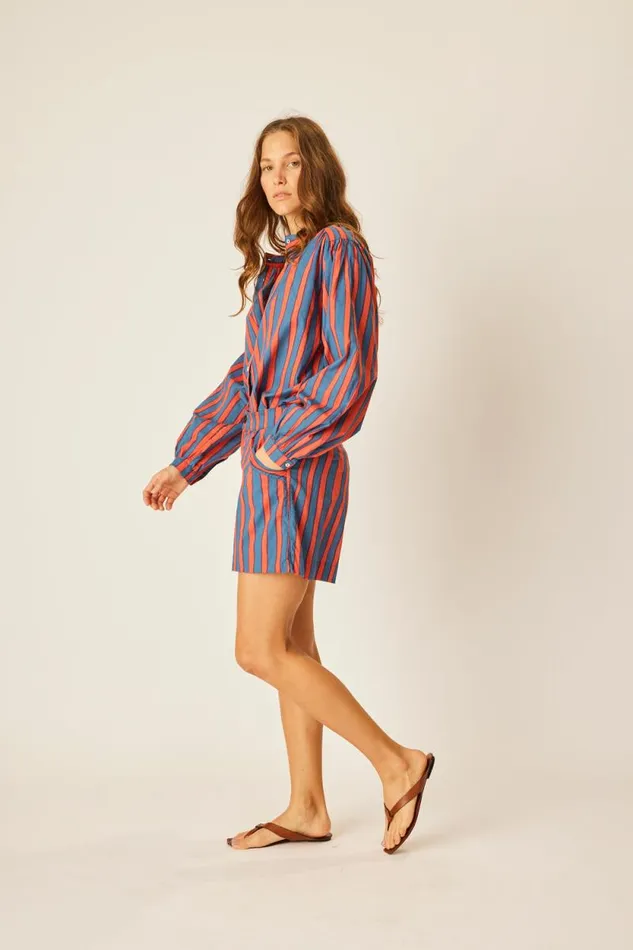 Bottoms Shop Natalie Martin CHRISTINE SHORT Batik Stripe Blood Orange