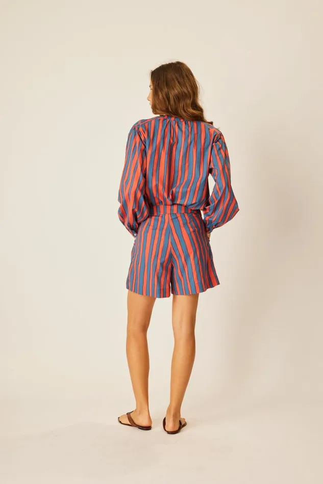 Bottoms Shop Natalie Martin CHRISTINE SHORT Batik Stripe Blood Orange