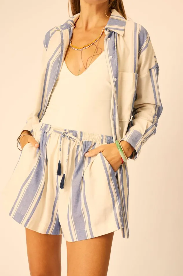 Bottoms Shop Natalie Martin JASPER SHORT French Stripe Blue