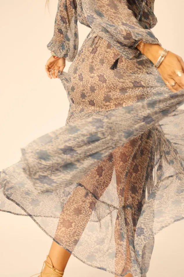 Bottoms Shop Natalie Martin SIERRA SKIRT Chiffon Snowflake Sea
