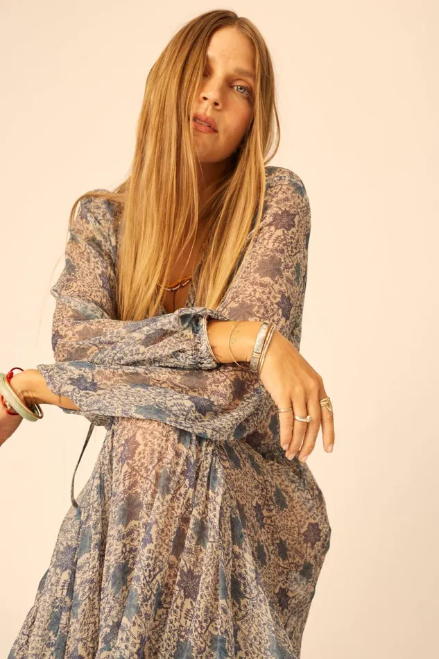 Bottoms Shop Natalie Martin SIERRA SKIRT Chiffon Snowflake Sea