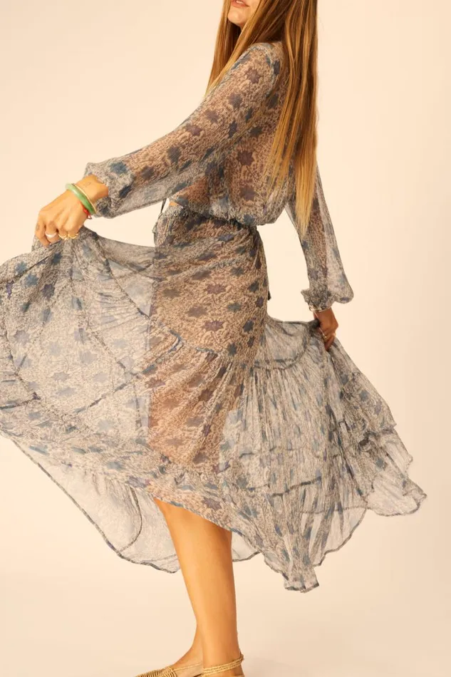 Bottoms Shop Natalie Martin SIERRA SKIRT Chiffon Snowflake Sea