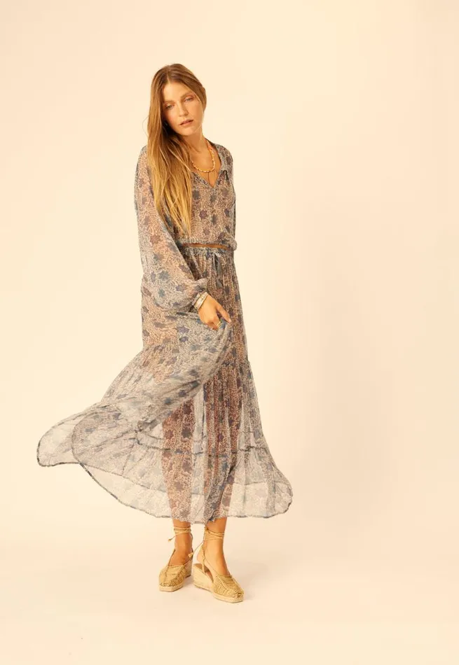 Bottoms Shop Natalie Martin SIERRA SKIRT Chiffon Snowflake Sea