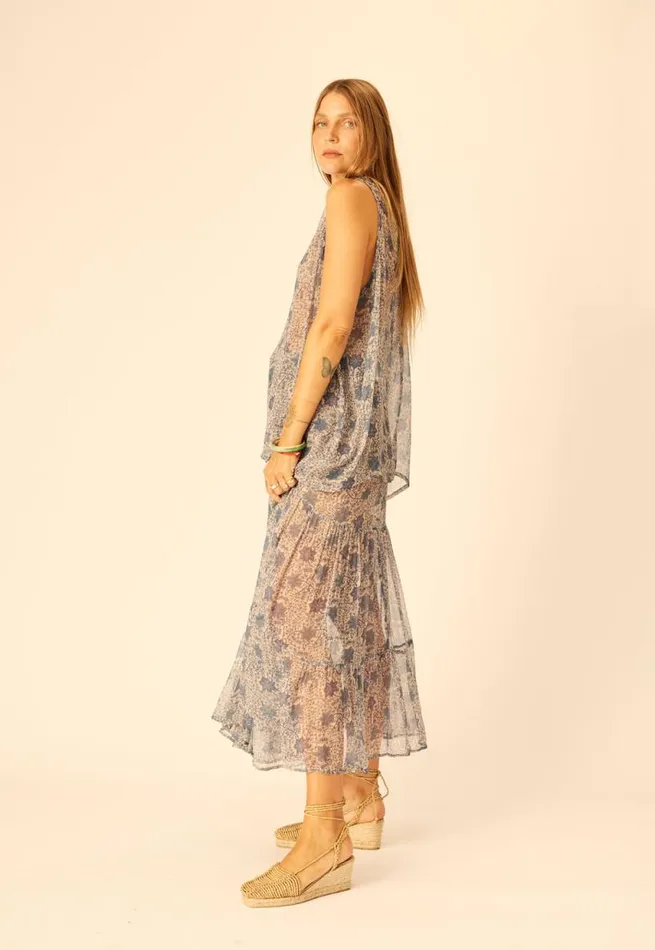 Bottoms Shop Natalie Martin SIERRA SKIRT Chiffon Snowflake Sea