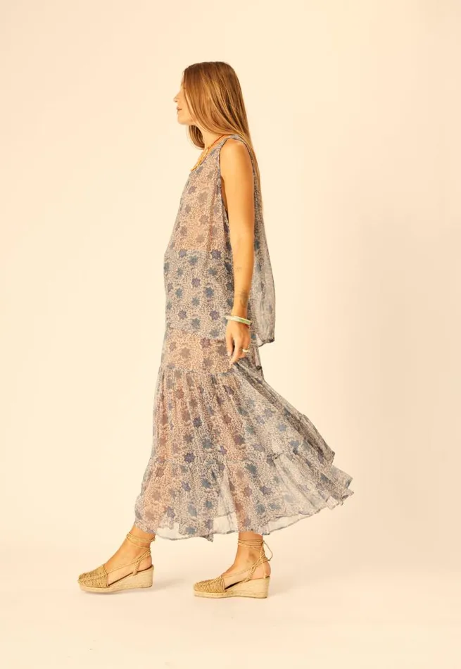 Bottoms Shop Natalie Martin SIERRA SKIRT Chiffon Snowflake Sea