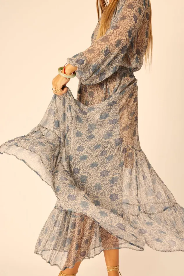 Bottoms Shop Natalie Martin SIERRA SKIRT Chiffon Snowflake Sea