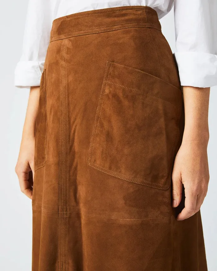 Bottoms Women Billy Reid Aline Suede Skirt Cognac