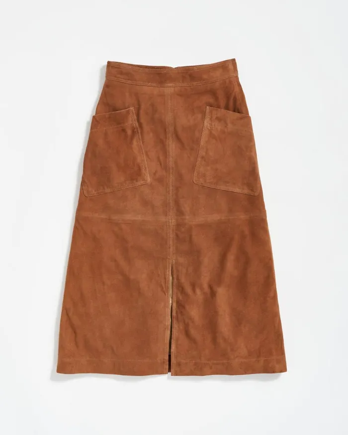 Bottoms Women Billy Reid Aline Suede Skirt Cognac