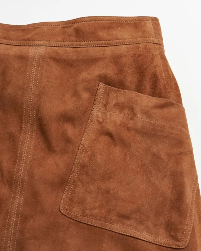 Bottoms Women Billy Reid Aline Suede Skirt Cognac