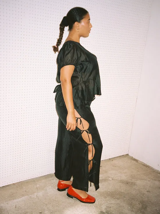 Bottoms Women Lisa Says Gah Evelyn Tie Pant Black Organza Bottoms Women Lisa Says Gah Evelyn Tie Pant Black Organza