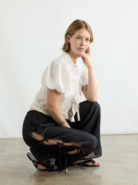 Bottoms Women Lisa Says Gah Evelyn Tie Pant Black Organza Bottoms Women Lisa Says Gah Evelyn Tie Pant Black Organza