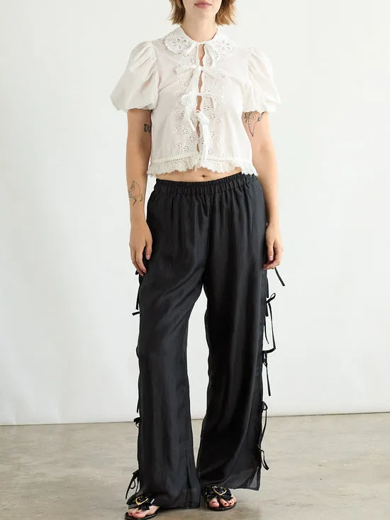Bottoms Women Lisa Says Gah Evelyn Tie Pant Black Organza Bottoms Women Lisa Says Gah Evelyn Tie Pant Black Organza