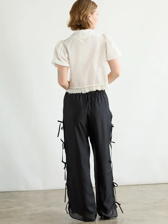Bottoms Women Lisa Says Gah Evelyn Tie Pant Black Organza Bottoms Women Lisa Says Gah Evelyn Tie Pant Black Organza