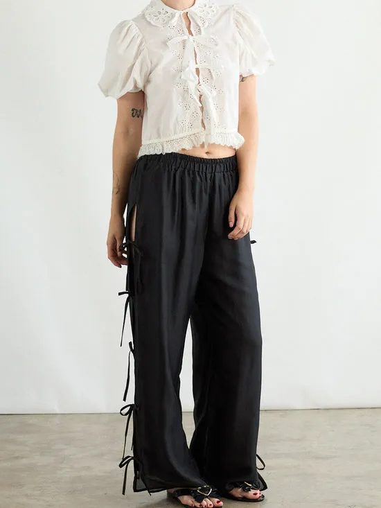 Bottoms Women Lisa Says Gah Evelyn Tie Pant Black Organza Bottoms Women Lisa Says Gah Evelyn Tie Pant Black Organza