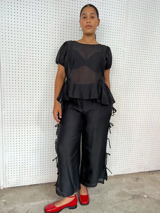 Bottoms Women Lisa Says Gah Evelyn Tie Pant Black Organza Bottoms Women Lisa Says Gah Evelyn Tie Pant Black Organza