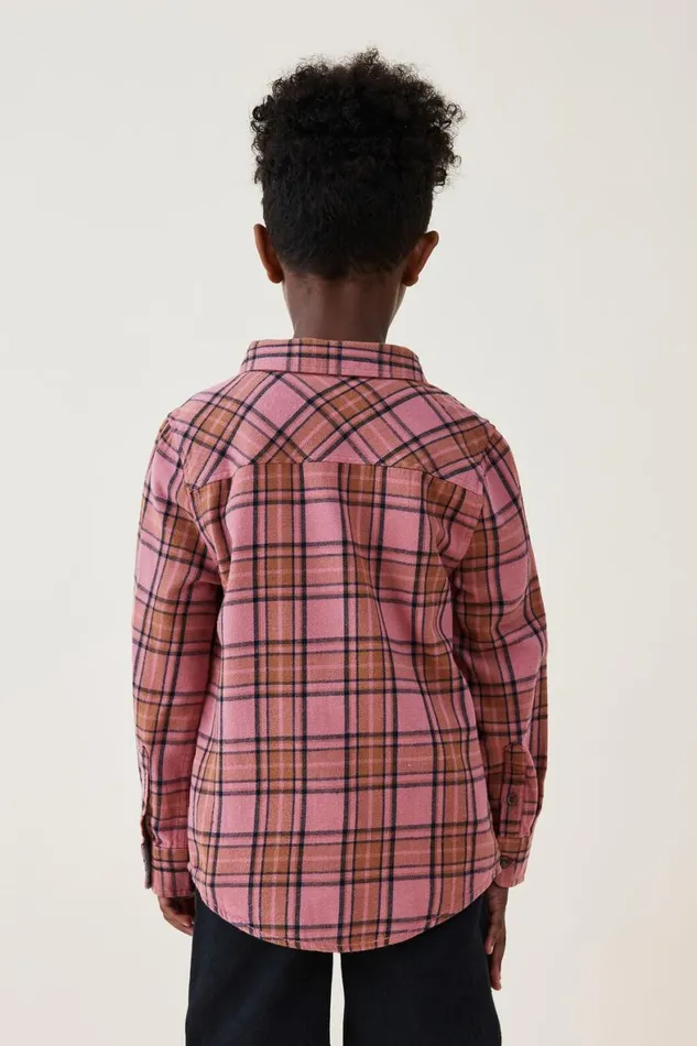 Boys 214 Shirts Cotton On Rugged Long Sleeve Shirt Dusty Berrycoco Jumbo Plaid