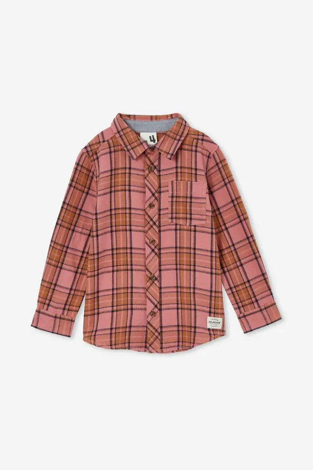 Boys 214 Shirts Cotton On Rugged Long Sleeve Shirt Dusty Berrycoco Jumbo Plaid
