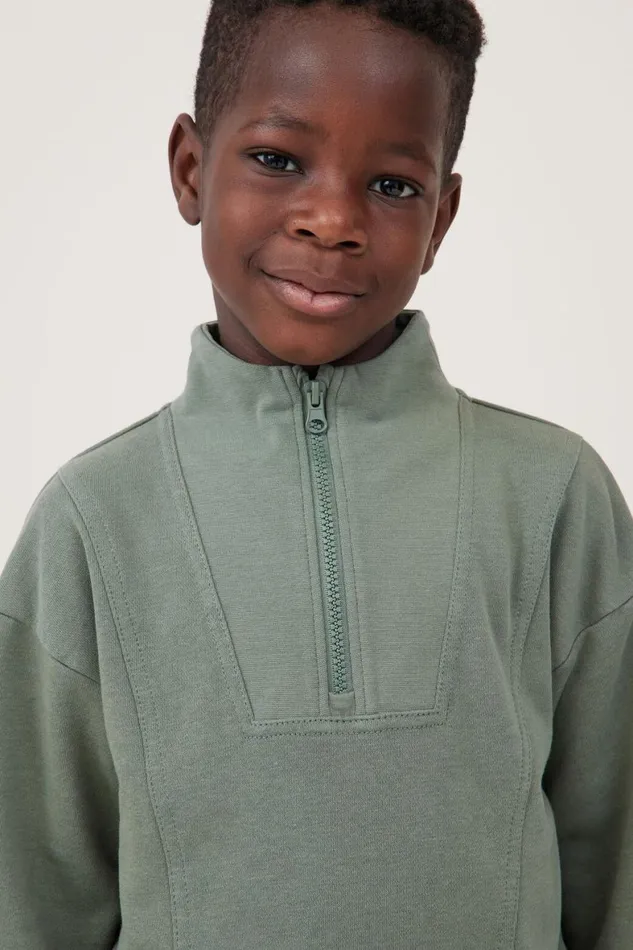 Boys 214 Sweatshirts and Sweatpants Cotton On Connor Spliced Zip Crew Swag Green