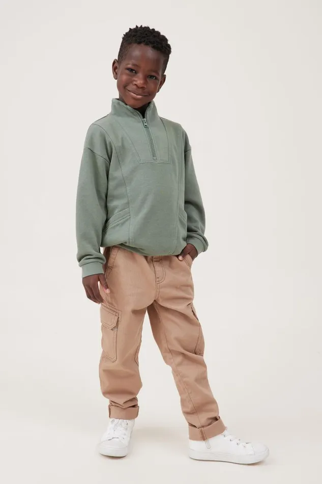 Boys 214 Sweatshirts and Sweatpants Cotton On Connor Spliced Zip Crew Swag Green