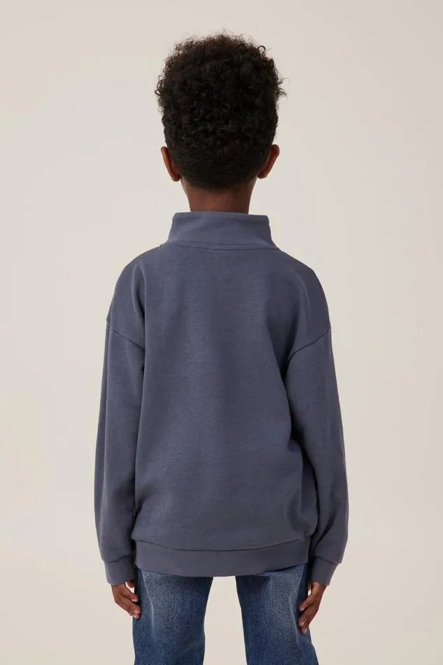Boys 214 Sweatshirts and Sweatpants Cotton On Connor Spliced Zip Crew Vintage Navy