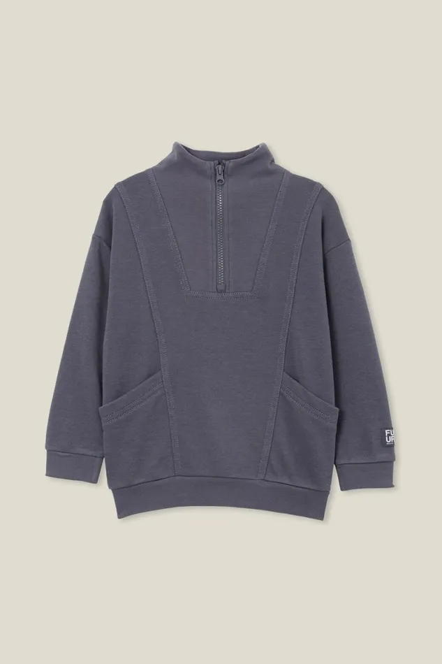 Boys 214 Sweatshirts and Sweatpants Cotton On Connor Spliced Zip Crew Vintage Navy