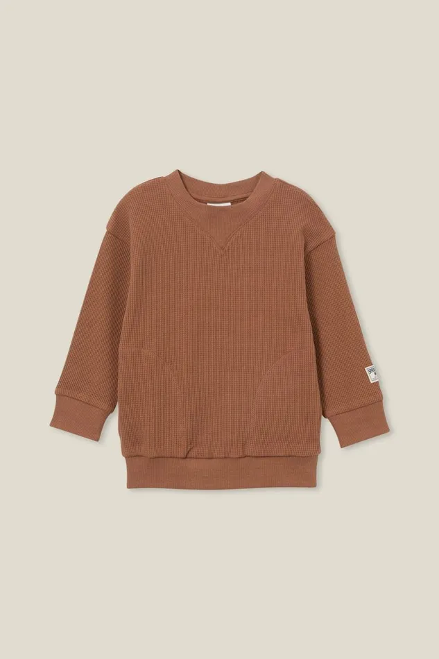 Boys 214 Sweatshirts and Sweatpants Cotton On Long Sleeve Waffle Pullover Coco Jumbo