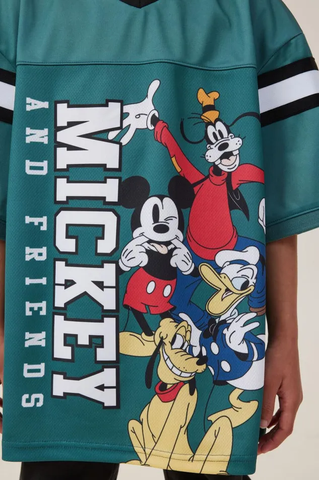 Boys 214 Tops and TShirts Cotton On License Oversized Football Jersey Lcn Dis Turtle Green 4mickey and Friends