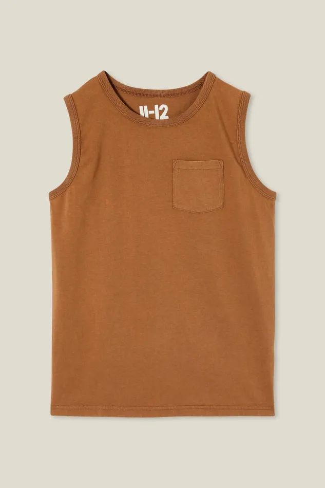 Boys 214 Tops and TShirts Cotton On The Eddy Essential Tank Coco Jumbo Wash