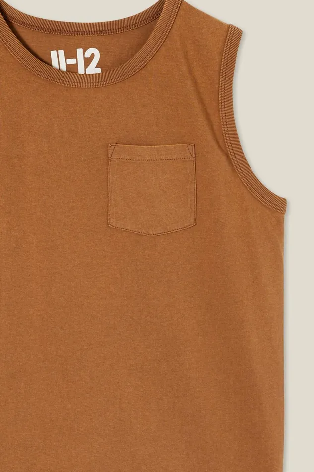 Boys 214 Tops and TShirts Cotton On The Eddy Essential Tank Coco Jumbo Wash