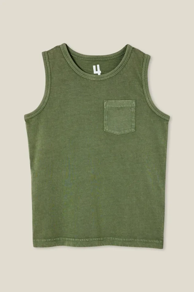 Boys 214 Tops and TShirts Cotton On The Essential Tank Swag Green Wash