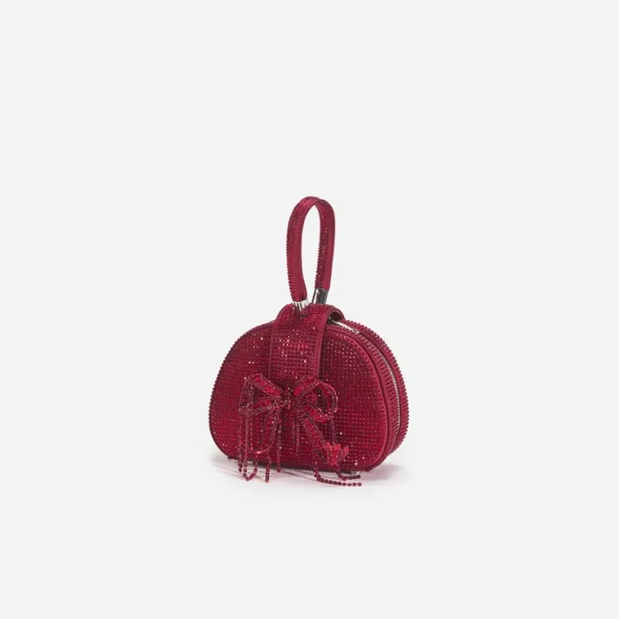 Burgundy Rhinestone Top Handle Micro Bag Women Self Portrait Micro Burgundy Rhinestone Top Handle Micro Bag Women Self Portrait Micro