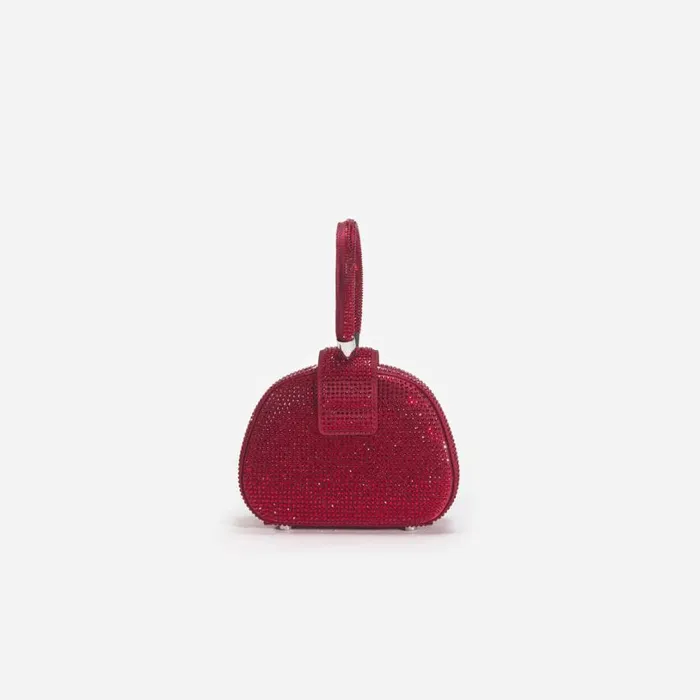 Burgundy Rhinestone Top Handle Micro Bag Women Self Portrait Micro Burgundy Rhinestone Top Handle Micro Bag Women Self Portrait Micro