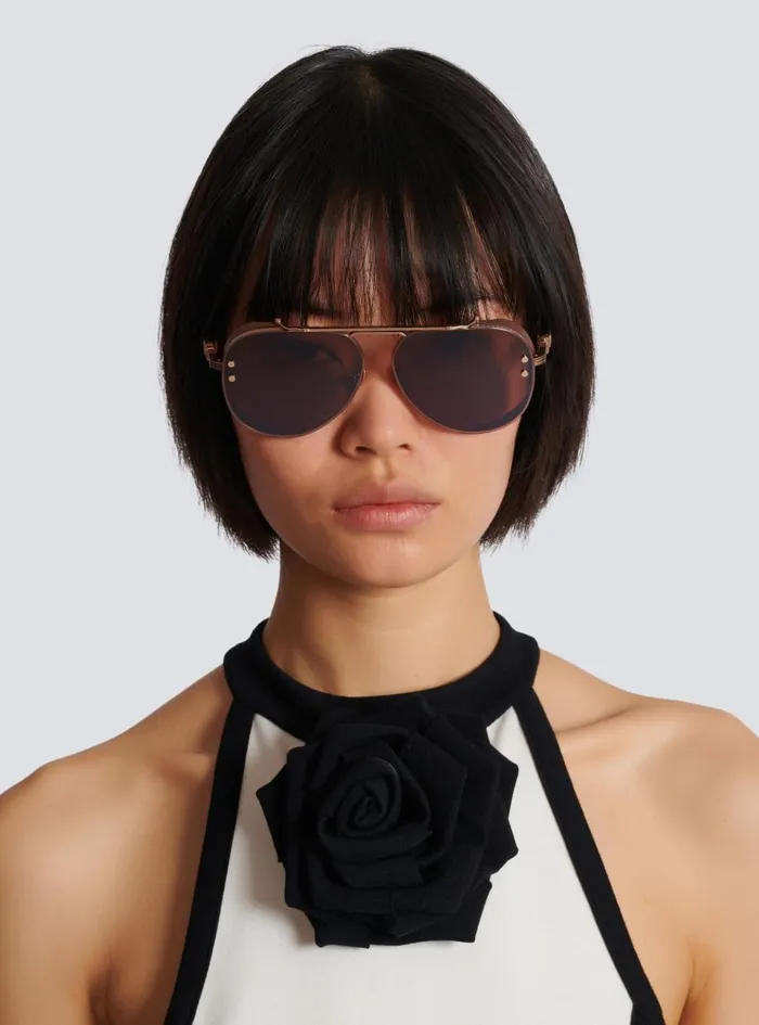 Capitaine Sunglasses Brown WomenMen Balmain Eyewear