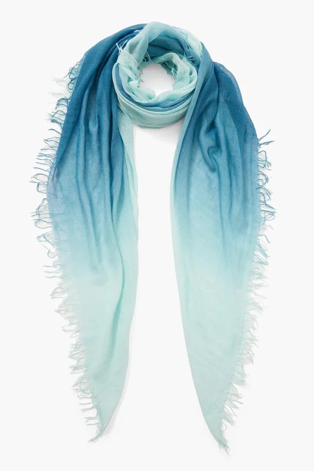 Cashmere And Silk Scarf Blue Steel Dip Dyed Women Chan Luu Scarves