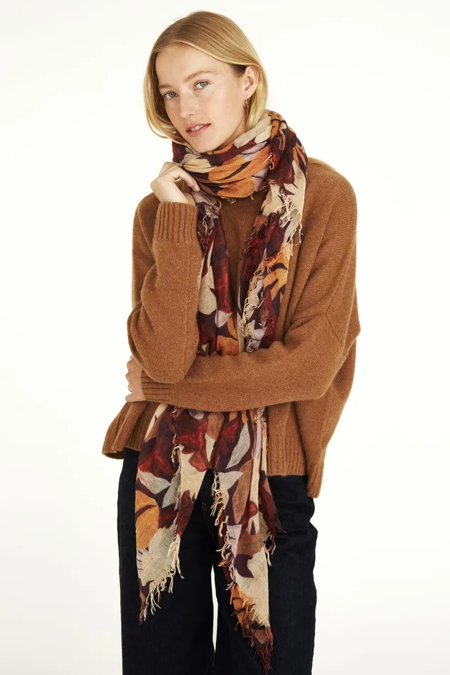 Cashmere And Silk Scarf Magnolia Floral Print Women Chan Luu Scarves