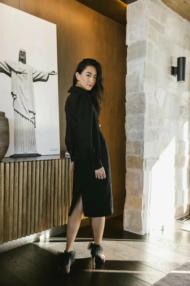 Catalina Collared Dress In Black Black Women Bohme Dresses