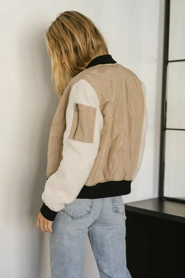 Catching Feelings Bomber Jacket In Taupe Taupe Women Bohme Outerwear
