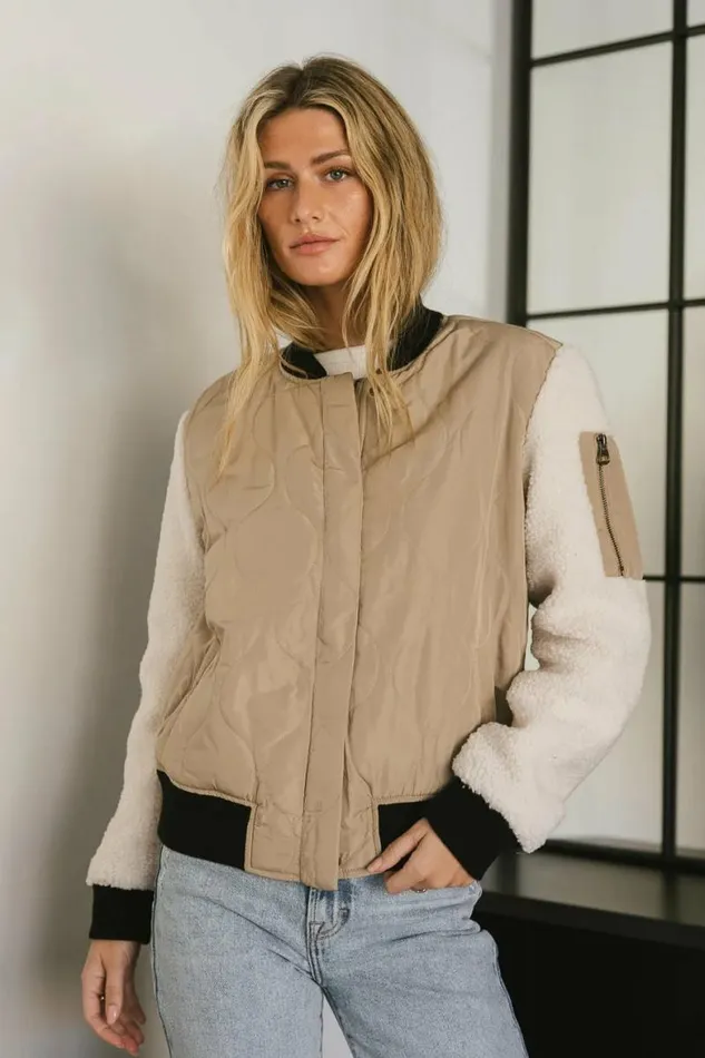 Catching Feelings Bomber Jacket In Taupe Taupe Women Bohme Outerwear