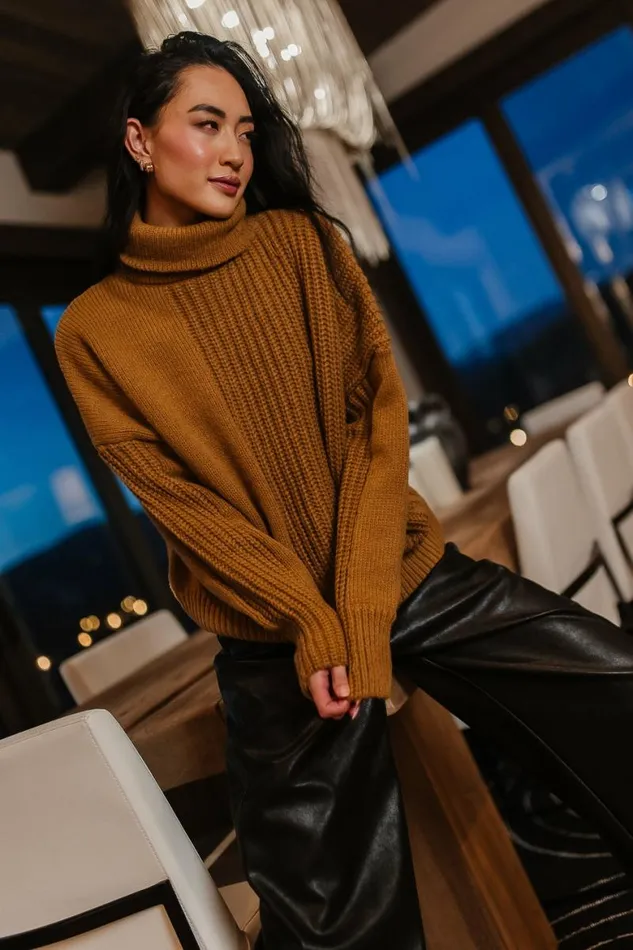 Catherine Turtleneck Sweater In Brown Brown Women Bohme Tops